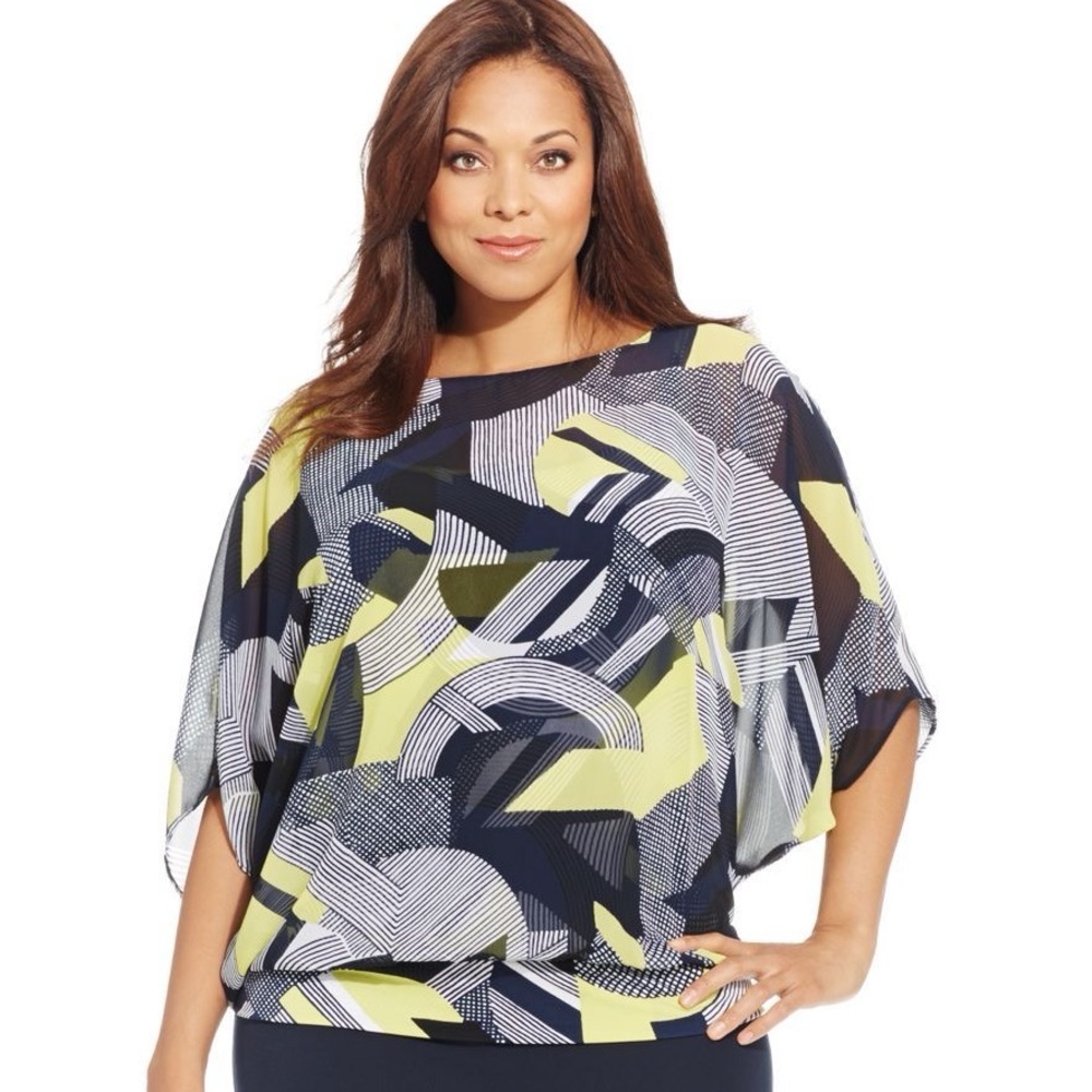 Geo-Print Alfani Layered Blouson Top